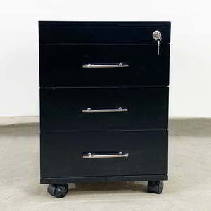 TCN68018 - Classeur de rangement personnel moderne en bois d'hévéa noir avec 3 tiroirs amovibles 50x40x50 cm pour la maison, le bureau, l'école, l'hôpital - Product Image 4
