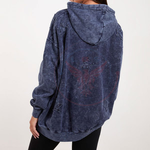 Sweat-shirts à capuche pour femmes, design unique, délavés à l'acide, 100% coton, écologiques, avec logo frontal, prix abordable, vente en gros - Product Image 2