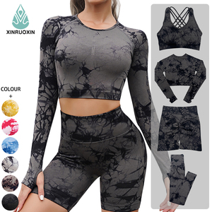 4 Uds. Conjuntos de Fitness para gimnasio, ropa de entrenamiento para mujer, Sujetador deportivo para Fitness, mallas de cintura alta, ropa deportiva - Product Image 1