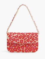 Pochette de soirée élégante style resort tropical, sac à bandoulière premium orné de perles et de palmiers, doublure intérieure lisse et écologique, idéal pour mariage