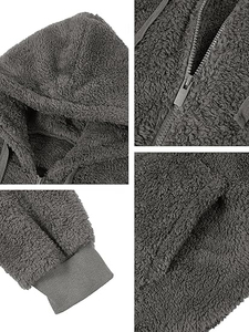 Chaqueta de Invierno con Cuello Alto, Cremallera Completa, Bolsillos Grandes Decorativos, Color Sólido, Simple, Cálida, de Forro Polar para Hombre - Product Image 5