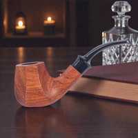 Pipa de Tabaco de Madera Moderna Tipo Curva Clásica, Hecha a Mano con Madera Natural, Reutilizable, Duradera y Ecológica para Uso Diario