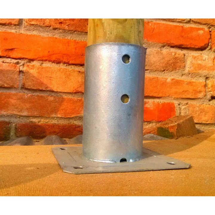 Galvanized Support with Anchoring Bolt for Ø 80 Wooden Pole for Fencing Trellis & Gates on Concrete