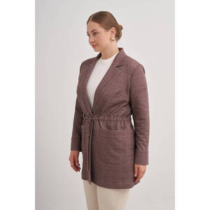 <b>Brown</b> Printed Long Wool Cardigan for Autumn Winter Casual Style - Product Image 5