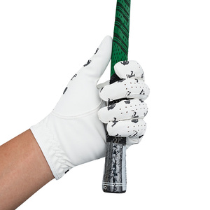 Gant de golf KATBROS INDUSTRY en cuir véritable blanc avec motif éléphant noir en relief, antidérapant, pour main gauche, unisexe, fermeture auto-agrippante - Product Image 4