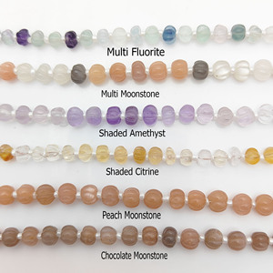 Brins de perles de citrouille en pierre de lune pêche - Product Image 2