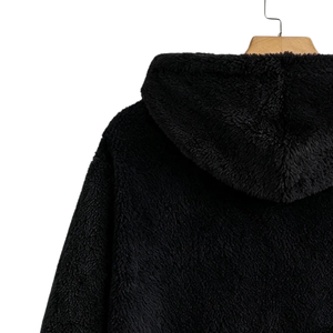 <b>Mens</b> <b>Sherpa</b> Fleece Lined Oversized <b>Hoodie</b> Solid Color Pullover Soft Plush Warm Winter Casual Full Sleeve Cozy Outdoor Wear - Product Image 4