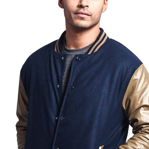 High Quality Slim Fit Bomber Varsity <strong>Jacket</strong> Wool and Leather Sleeves Hooded Collar Letterman Style <strong>Handmade</strong> in Pakistan - Product Image 2