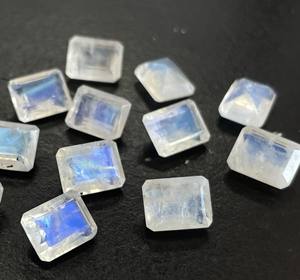 Piedra lunar natural arcoíris Octagon Cut 10x12mm facetado-Good Blue Flashy Buena calidad Piedra preciosa suelta - Product Image 4