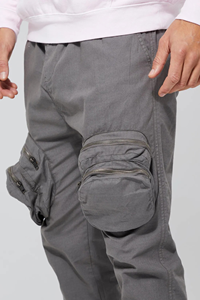 Pantalons de survêtement pour hommes de haute qualité logo personnalisé imprimé couleur gris uni avec poches zippées latérales et avant pantalons de survêtement pour hommes Streetwear - Product Image 2