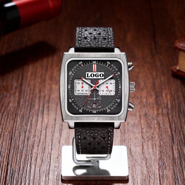 Top Brand Business Square Dial Quartz Men Watch Leather Alloy 43mm Pointer Luminous Sports Watch