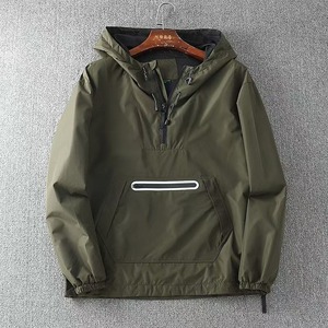 Veste de sport pour hommes et femmes printemps automne demi-fermeture éclair manches raglan pull-over sweat-shirt à fermeture éclair collée capuche lâche lavé - Product Image 1