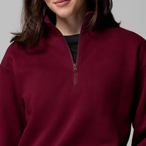 Sweat-shirt en polaire chaud, ton uni, col montant, style tendance pour le streetwear, avec logo personnalisable, design décontracté - Product Image 2