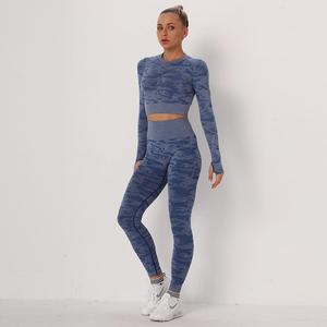 บราออกกำลังกายกันกระแทกสำหรับผู้หญิงกางเกงเลกกิ้งเล่นกีฬาชุดเล่นฟิตเนสทำจากไนลอนแผ่นหน้าอกชิ้นเดียว - Product Image 4