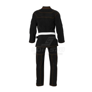 Kimono de BJJ noir pour homme avec ceinture blanche, coupe régulière, polyester, vêtements d'arts martiaux, taille adulte - Product Image 4