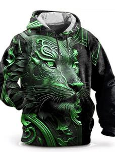 Pull à capuche surdimensionné pour homme avec impression 3D graphique loup Streetwear d'automne Sweat à capuche animal Tops - Product Image 4