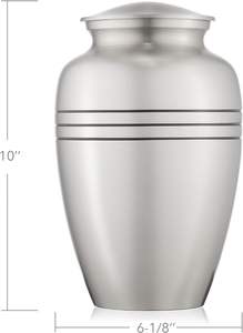 Urne commémorative de crémation pour adultes pour cendres humaines Urne funéraire en laiton à rayures noires avec sac en velours - Product Image 2