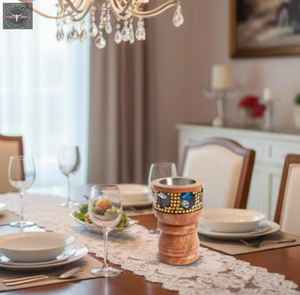 Brûleur Bakhoor religieux en bois d'acacia fait à la main avec laiton et incrustation de résine violette porte-encens décoratif pour la décoration intérieure - Product Image 2