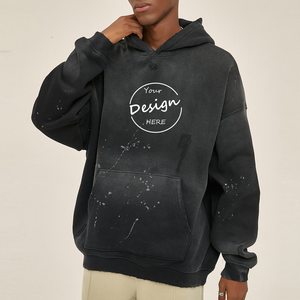 Sweat à capuche en coton éponge française délavé à l'acide en coton personnalisé avec poches sans ficelle - Product Image 4
