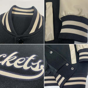 Hip Hop Moda Streetwear Chaqueta de gran tamaño Logotipo en relieve personalizado Letterman Chaqueta de béisbol Hombres Varsity Jacket - Product Image 2