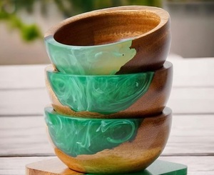 Cuenco de lujo moderno respetuoso con el medio ambiente pulido de resina medio personalizable hecho a mano al mejor precio en línea para la decoración del hogar - Product Image 1