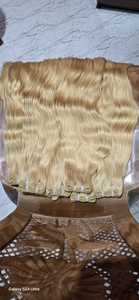 Meilleur prix #613 # Blonde Trame Cheveux Raides Bundles Lace Frontal Cheveux Humains Armure Bundles et Fermeture Ensemble Extension de Cheveux - Product Image 6