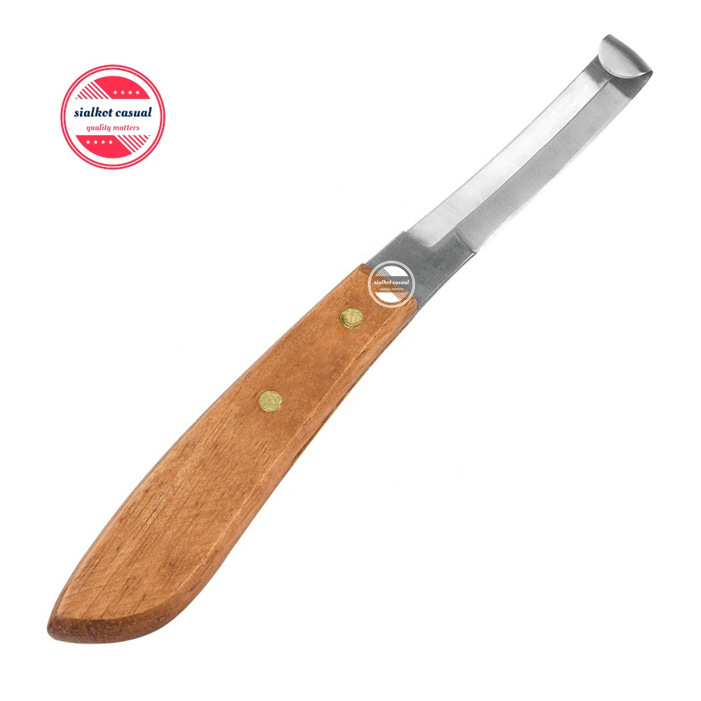 Животные и ветеринария лошади Double Edge копыта нож с деревянной ручкой, коричневый цвет кузнеца инструментов других ветеринарный