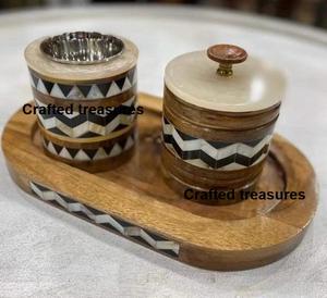 Wooden & Resin bakhoor Incense <b>Burner</b> Tray Set With Storage Box & <b>Candle</b> Holder Muabkhar For Home Decor Restaurant At Best Price - Product Image 2