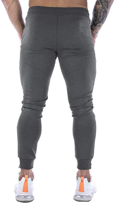 Pantalon de jogging bicolore gris noir slim Cargo pour hommes Poches à fermeture éclair Taille élastique Pantalon de survêtement athlétique à jambe conique décontracté respirant - Product Image 3