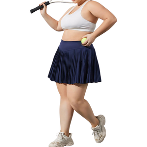 Jupe-short de tennis grande taille pour femme, vêtement de sport, taille haute, plissée, avec short intégré, extensible, pour l'entraînement, logo personnalisé - Product Image 2