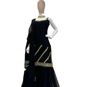 Lancement d'une nouvelle qualité Designer Party Wear Look Top Sharara Plazzo et Dupatta With Sleeve - Product Image 1