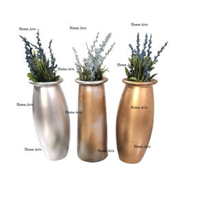 Vase décoratif pour la maison en aluminium de conception antique forme ronde taille personnalisée vase à fleurs artificielles de dessus de table - Product Image 2