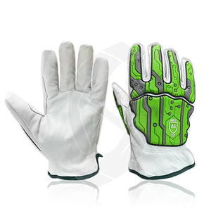 ถุงมือทำงาน TPR ตัดทนและป้องกันการกระแทกถุงมือทำงานหนังวัวผิวหยาบทนทานต่อการกระแทกตัดความต้านทานระดับ5 ANSI - Product Image 5