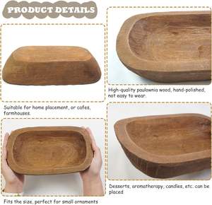 ชามตกแต่งทำจากไม้วินเทจสลักด้วยมือบ้านไร่ในชนบทร้านอาหารของตกแต่งคาเฟ่ขนมปังผลไม้ - Product Image 3