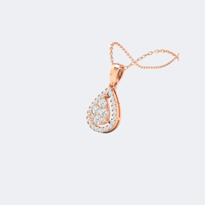 Collar con Colgante de Diamante Redondo de 0.50CTW con Halo de Perlas, Oro de 14k, Diamante Cultivado en Laboratorio, Color D, VVS, Engaste Pavé, Joyería en Forma de Lágrima para Mujer - Product Image 5