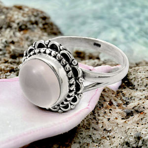 Design moderne Meilleure qualité Bijoux faits à la main Argent sterling 925 Quartz rose naturel Bague de forme ronde Fournisseur en gros - Product Image 2