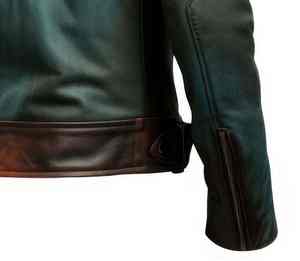 Nouvelle veste en cuir pour homme, style vintage, moto, effet usé, tendance, vert brun, véritable peau de mouton, col montant, fermeture éclair - Product Image 6