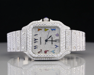 Reloj de diamante de moissanita de lujo automático de acero inoxidable de alta calidad, joyería de reloj helado para hombres, nueva moda de cristal de negocios - Product Image 1