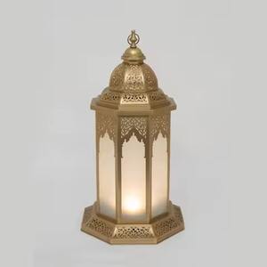 Large Gold Glass Metal Moroccan Candle <b>Lantern</b> Ramadan Decorative <b>Tall</b> Handmade Floor <b>Lanterns</b> - Product Image 5