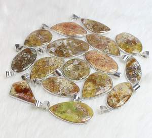 Colgante de piedras preciosas de ágata de encaje de Calico amarillo Natural, colgante de venta al por mayor pulido a mano suave, joyería para venta al por menor - Product Image 2