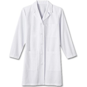 Bata de Laboratorio Unisex de Algodón Blanco con Tres Bolsillos para Uso Hospitalario, Tejido de Tela, Manga Larga, Uniforme Médico - Product Image 1