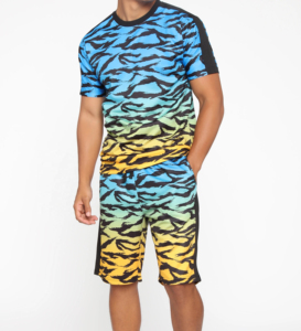 Wholesale <b>Retro</b> Bold Stripe Streetwear Tee & Drawstring Shorts Co-Ord Set Men Summer Outfits Fashion Casual Men Twin Sets - Product Image 4