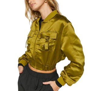 Chaqueta de Satén Hecha a Medida de Alta Calidad para Damas, Proveedor Directo de Fábrica, Chaqueta Bomber de Satén Estilo Urbano en Cantidad al por Mayor - Product Image 2