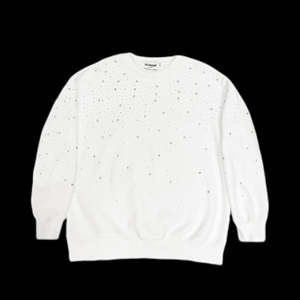 New <b>Trendy</b> Autumn Winter Solid Embroidered Diamond Studded Round Neck Long Sleeved 100% Cotton Men's Rhinestone <b>Hoodies</b> - Product Image 5