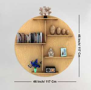 Designer LED Backlit Wooden <b>Wall</b> <b>Shelf</b> | Circle Shape Oak Finish Ambient Night Light for Modern Home Decor - Product Image 5