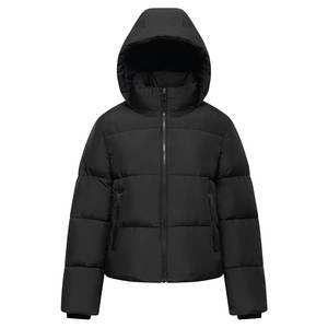 Veste matelassée courte pour femmes, manteau d'hiver chaud avec capuche amovible, poches zippées, vêtements d'extérieur matelassés courts pour femmes - Product Image 6