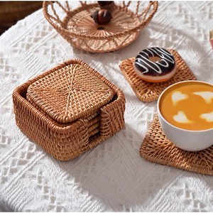 Juego de posavasos de mimbre de ratán, posavasos de yute con aspecto de diseño moderno, elegante para el hogar, mesa de Hotel, posavasos de ratán de alta calidad - Product Image 6