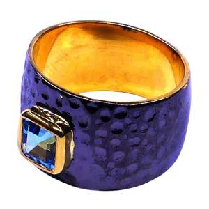 Anillo de Aguamarina de Plata de Ley 925 Estilo clásico Chapado en oro para bodas - Product Image 1