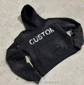Sudadera con capucha personalizada para hombre de alta calidad 100% algodón transpirable pulóver diseño estilo Sun Fade con detalle de diamantes de imitación para el invierno - Product Image 1
