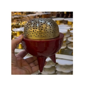 Bulk Metal Gold And Green Color <b>Bakhoor</b> <b>Oud</b> Burner Customized Size And Shape Incense Burner Mabkhars - Product Image 4